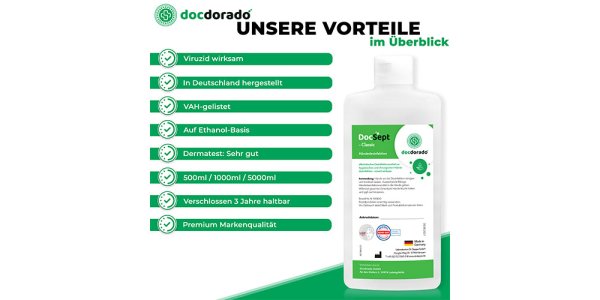 docdorado DocSept Classic Händedesinfektion - 12 x 1000 ml