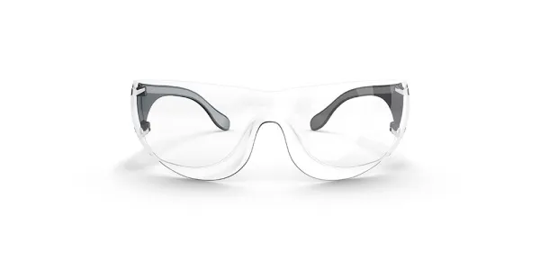 Nahaufnahme der klaren Linsen und des rahmenlosen Designs der Moldex Adapt 2K Schutzbrille, zeigt Detailgenauigkeit